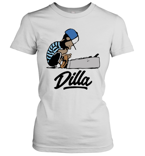 4njs schroeder peanuts j dilla snoopy mashup shirts ladies t shirt 20 front white