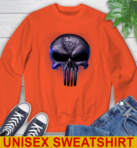 Colorado Rockies MLB Baseball Punisher Skull Sports Sweatshirt 3