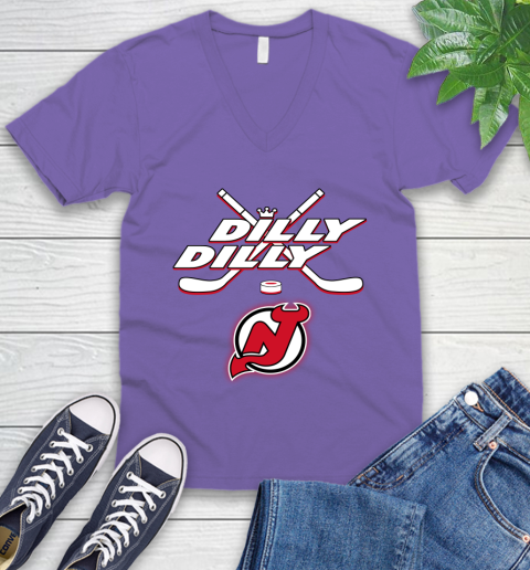 NHL New Jersey Devils Dilly Dilly Hockey Sports V-Neck T-Shirt 10