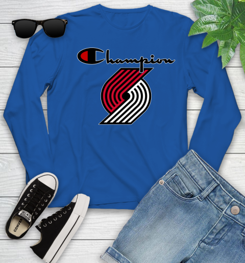 NBA Basketball Portland Trail Blazers Champion Shirt Youth Long Sleeve 7