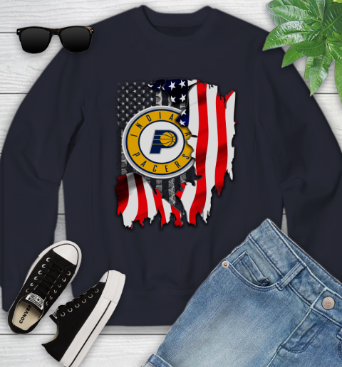Indiana Pacers NBA Basketball American Flag Youth Sweatshirt 2