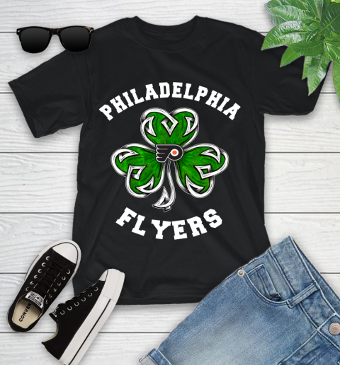 NHL Philadelphia Flyers Three Leaf Clover St Patrick's Day Hockey Sports Youth T-Shirt