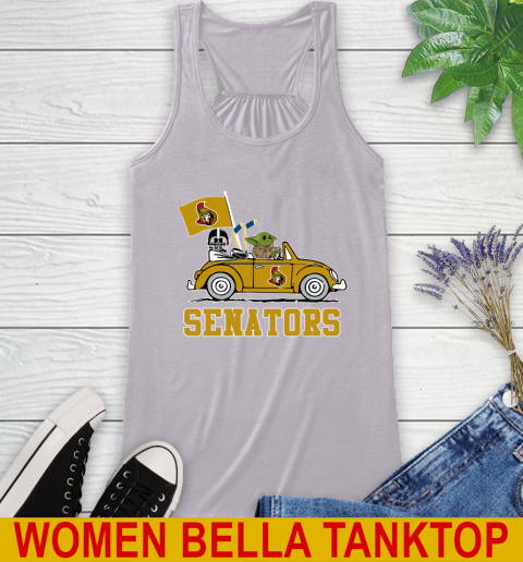 NHL Hockey Ottawa Senators Darth Vader Baby Yoda Driving Star Wars Shirt Racerback Tank 5