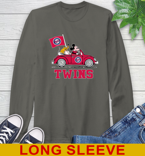 MLB Baseball Minnesota Twins Pluto Mickey Driving Disney Shirt Long Sleeve T-Shirt 8