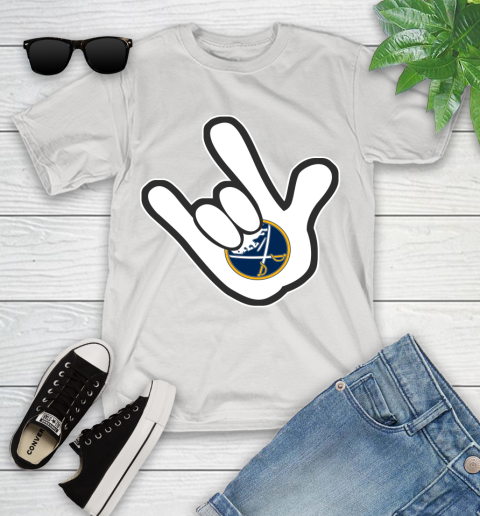 Buffalo Sabres NHL Hockey Mickey Rock Hand Disney Youth T-Shirt