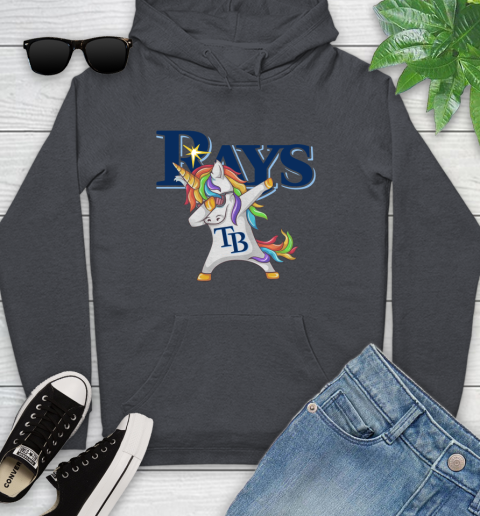 Tampa Bay Rays MLB Baseball Funny Unicorn Dabbing Sports Youth Hoodie 8