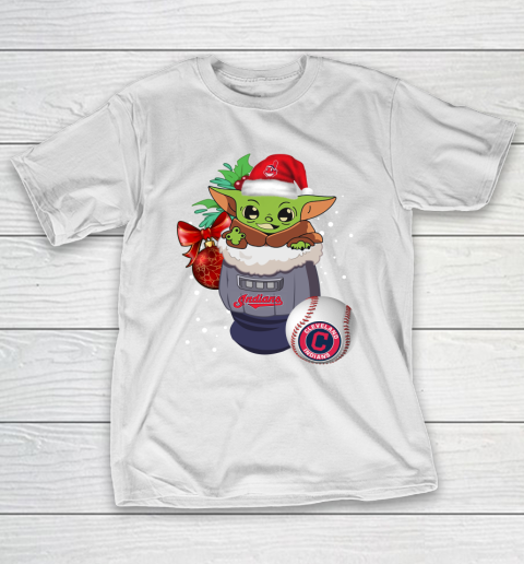 Cleveland Indians Christmas Baby Yoda Star Wars Funny Happy MLB T-Shirt 3