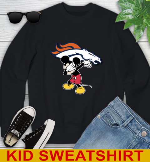 Denver Broncos NFL Football Dabbing Mickey Disney Sports Youth Sweatshirt 2