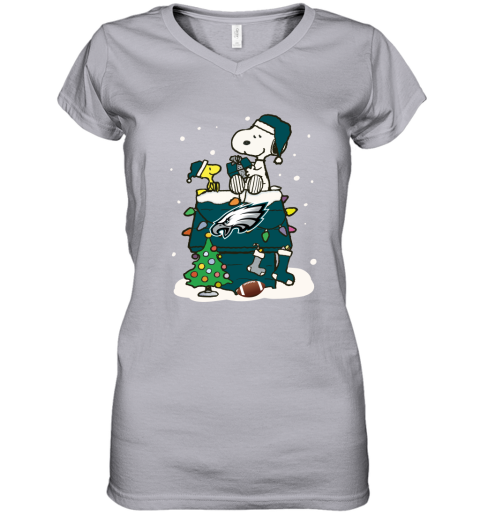 A Happy Christmas With Philadelphia Eagles Snoopy Women's V-Neck T-Shirt