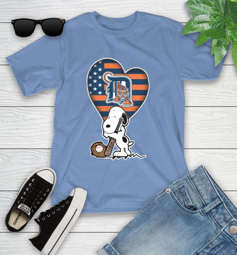 Detroit Tigers MLB Baseball The Peanuts Movie Adorable Snoopy Youth T-Shirt 11