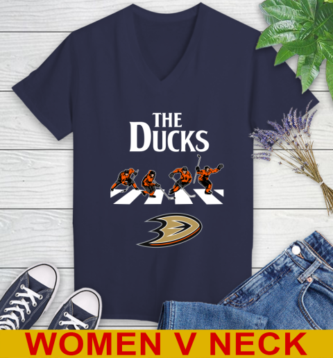 NHL Hockey Anaheim Ducks The Beatles Rock Band Shirt Women's V-Neck T-Shirt 12