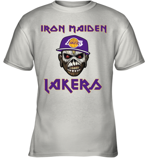 lts5 nba los angeles lakers iron maiden rock band music basketball youth t shirt 26 front white