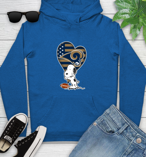 Los Angeles Rams NFL Football The Peanuts Movie Adorable Snoopy Youth Hoodie 9