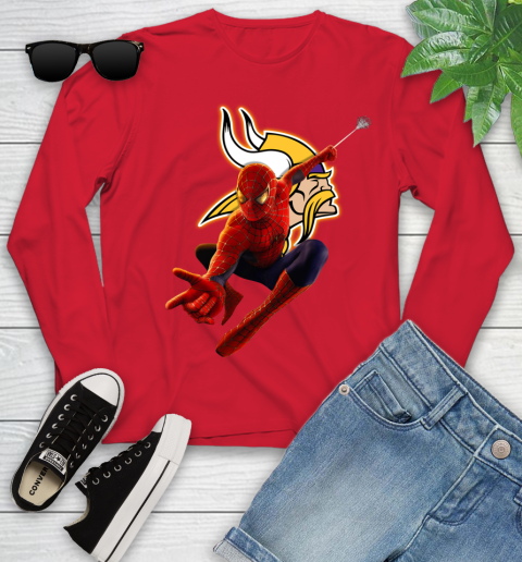 NFL Spider Man Avengers Endgame Football Minnesota Vikings Youth Long Sleeve 11