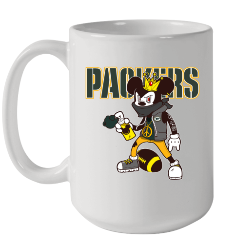 Green Bay Packers NFL Football Mickey Peace Sign Sports Ceramic Mug 15oz