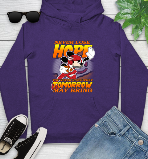 Kansas City Chiefs NFL Football Mickey Disney Never Lose Hope Youth Hoodie 5