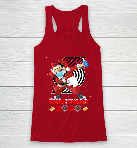 Portland Trail Blazers Funny Santa Claus Dabbing Christmas 2020 NBA Racerback Tank 4