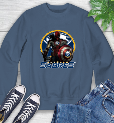 NHL Captain America Thor Spider Man Hawkeye Avengers Endgame Hockey Buffalo Sabres Sweatshirt 7