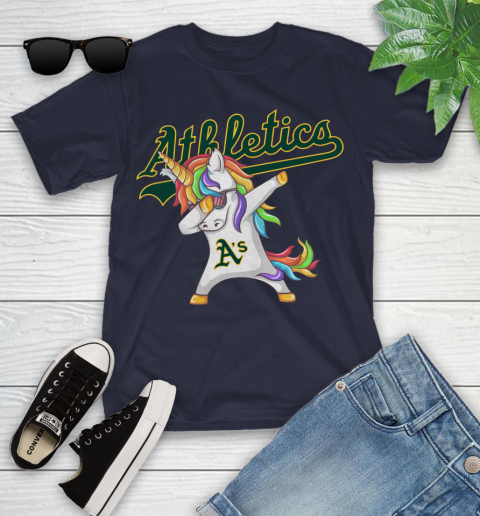 Oakland Athletics MLB Baseball Funny Unicorn Dabbing Sports Youth T-Shirt 3