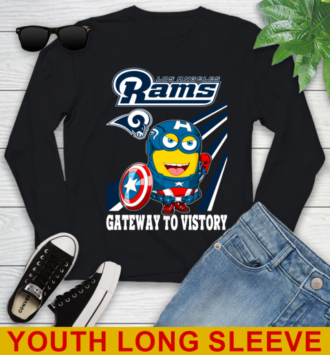NFL Football Los Angeles Rams Captain America Marvel Avengers Minion Shirt Youth Long Sleeve