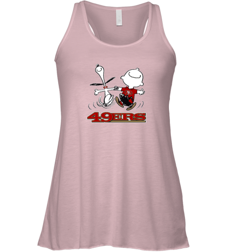 9ler snoopy and charlie brown happy san francisco 49ers fans flowy tank 32 front soft pink