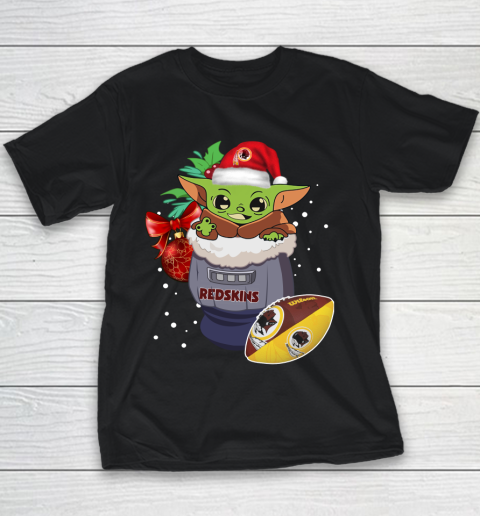 Washington Redskins Christmas Baby Yoda Star Wars Funny Happy NFL Youth T-Shirt 2