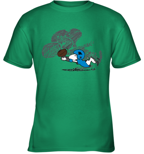 jxtq carolina panthers snoopy plays the football game youth t shirt 26 front irish green