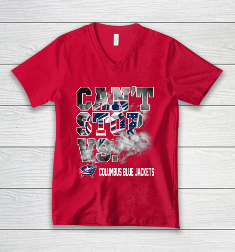 NHL Columbus Blue Jackets Hockey Can't Stop Vs V-Neck T-Shirt 6