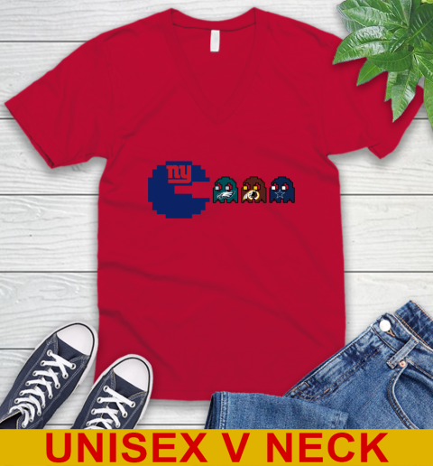 New York Giants NFL Football Pac Man Champion V-Neck T-Shirt 7