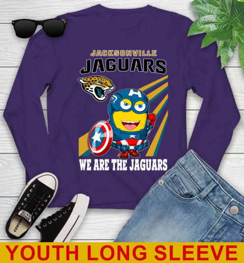 NFL Football Jacksonville Jaguars Captain America Marvel Avengers Minion Shirt Youth Long Sleeve 4