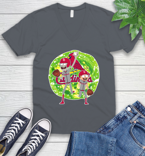 MLB St.Louis Cardinals Rick And Morty Baseball Sports V-Neck T-Shirt 5