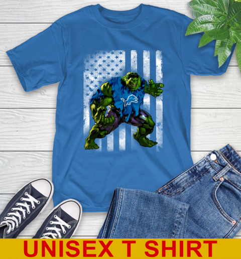 Detroit Lions Hulk Marvel Avengers NFL Football American Flag T-Shirt 11