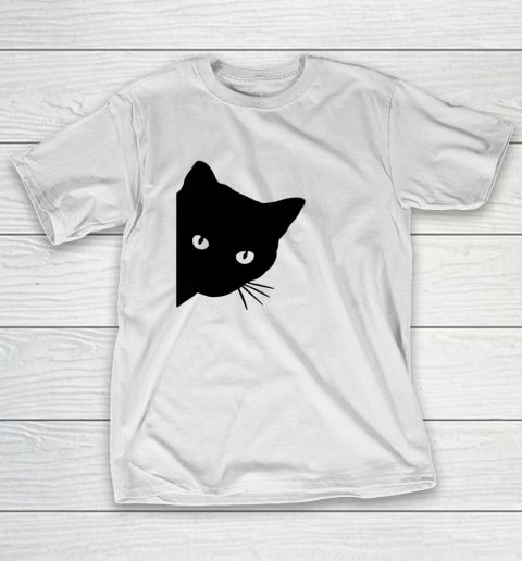 Black Cat Face Watching Funny Cat Halloween Gifts Cat Lovers T Shirt.QZSPTYUYC4 T-Shirt