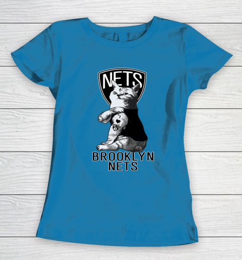 NBA Basketball My Cat Loves Brooklyn Nets Women's T-Shirt 6