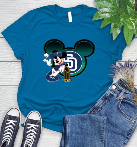 MLB San Diego Padres The Commissioner's Trophy Mickey Mouse Disney Women's T-Shirt 7