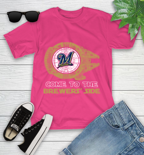 MLB Come To The Milwaukee Brewers Side Star Wars Baseball Sports Youth T-Shirt 11