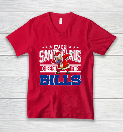 Buffalo Bills Even Santa Claus Cheers For Christmas NFL V-Neck T-Shirt 6