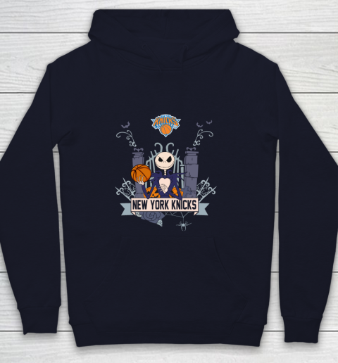 NBA New York Knicks Basketball Jack Skellington Halloween Youth Hoodie 2