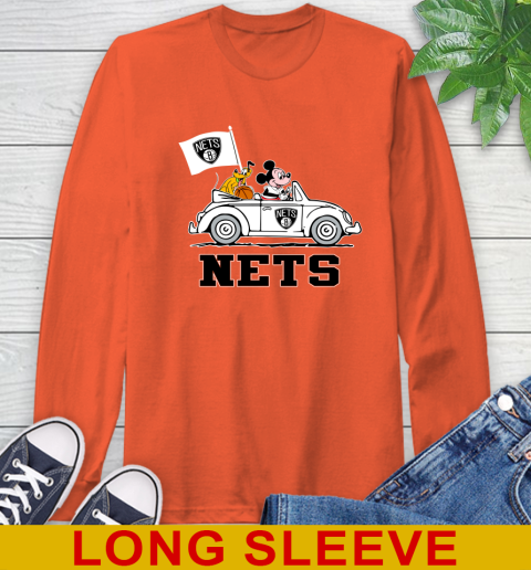 NBA Basketball Brooklyn Nets Pluto Mickey Driving Disney Shirt Long Sleeve T-Shirt 5