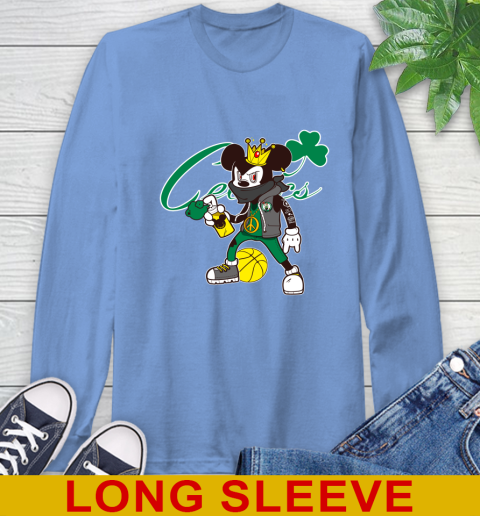 Boston Celtics NBA Basketball Mickey Peace Sign Sports Long Sleeve T-Shirt 11