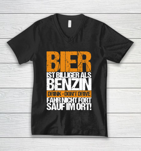 Beer Lover Funny Shirt Beer Cheaper Than Gasoline Drinking Alcohol Drinking Party Saying V-Neck T-Shirt