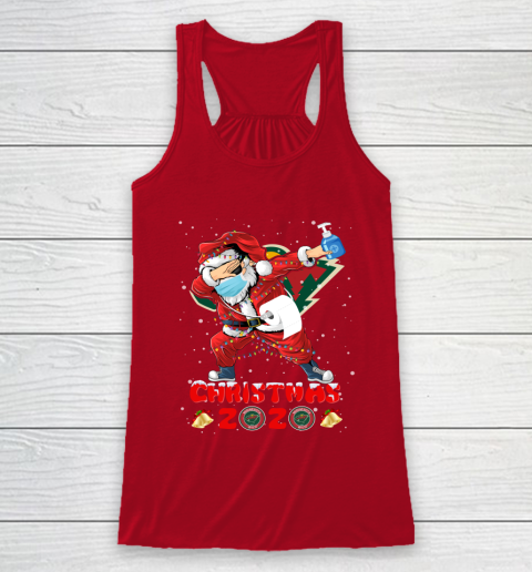 Minnesota Wild Funny Santa Claus Dabbing Christmas 2020 NHL Racerback Tank 4