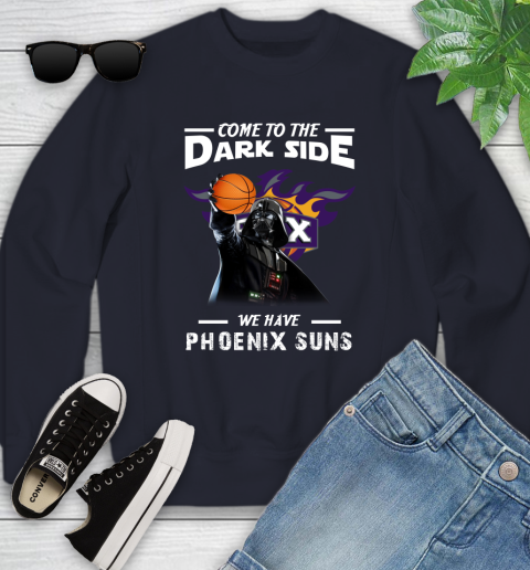 NBA Come To The Dark Side We Have Phoenix Suns Star Wars Darth Vader Basketball Youth Sweatshirt 2