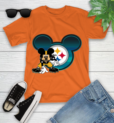 NFL Pittsburgh Steelers Mickey Mouse Disney Football T Shirt Youth T-Shirt 7