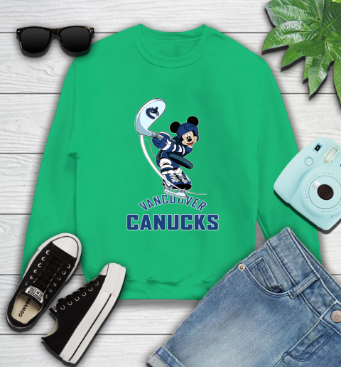 NHL Hockey Vancouver Canucks Cheerful Mickey Mouse Shirt Sweatshirt 7