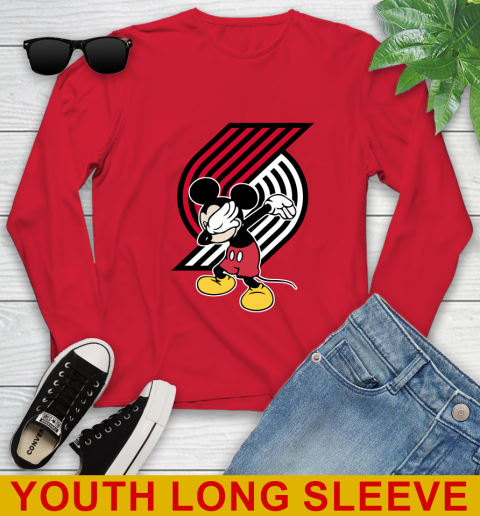 Portland Trail Blazers NBA Basketball Dabbing Mickey Disney Sports Youth Long Sleeve 11