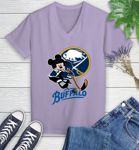 NHL Buffalo Sabres Mickey Mouse Disney Hockey T Shirt Women's V-Neck T-Shirt 14