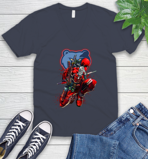 NBA Deadpool Marvel Comics Sports Basketball Memphis Grizzlies V-Neck T-Shirt 9
