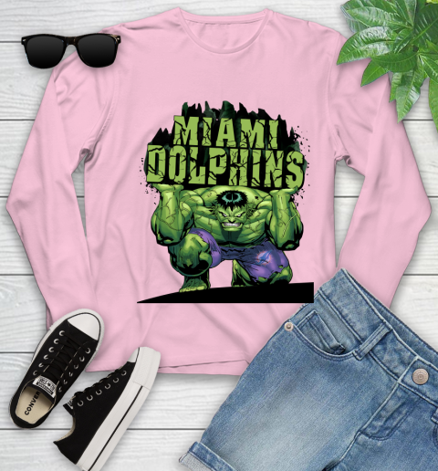 Miami Dolphins NFL Football Incredible Hulk Marvel Avengers Sports Youth Long Sleeve 10