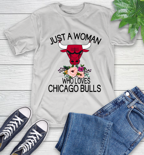 NBA Just A Woman Who Loves Chicago Bulls Basketball Sports T-Shirt